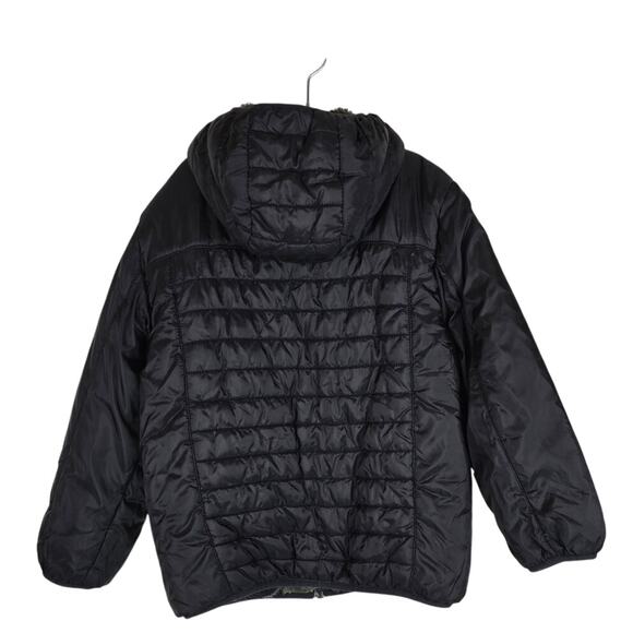 Eddie Bauer BOYS Black Camoflauge Reverable Sherpa Puffer Hooded Jacket XS 5/6 - Picture 3 of 5